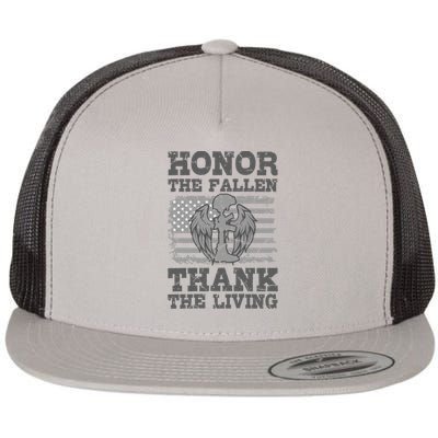 Honor The Fallen American Veteran Gift Veterans Day Soldier Great Gift Flat Bill Trucker Hat