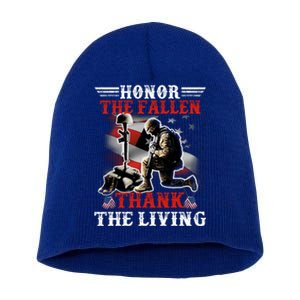 Honor The Fallen Veteran Themed Military Support Gift Short Acrylic Beanie