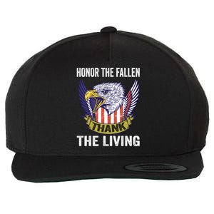 Honor The Fallen Thank The Living Usa Flag Memorial Day Gift Wool Snapback Cap