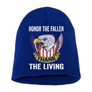 Honor The Fallen Thank The Living Usa Flag Memorial Day Gift Short Acrylic Beanie