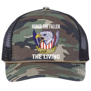 Honor The Fallen Thank The Living Usa Flag Memorial Day Gift Retro Rope Trucker Hat Cap