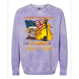 Honor The Fallen Thank The Living Memorial Day Colorblast Crewneck Sweatshirt