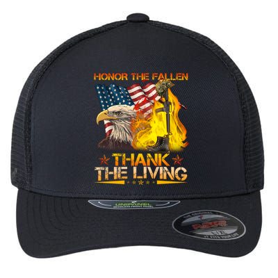 Honor The Fallen Thank The Living Memorial Day Flexfit Unipanel Trucker Cap