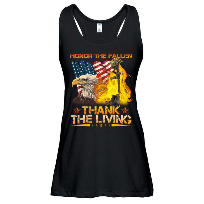 Honor The Fallen Thank The Living Memorial Day Ladies Essential Flowy Tank
