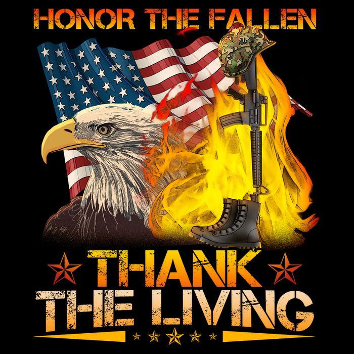 Honor The Fallen Thank The Living Memorial Day Ladies Essential Flowy Tank