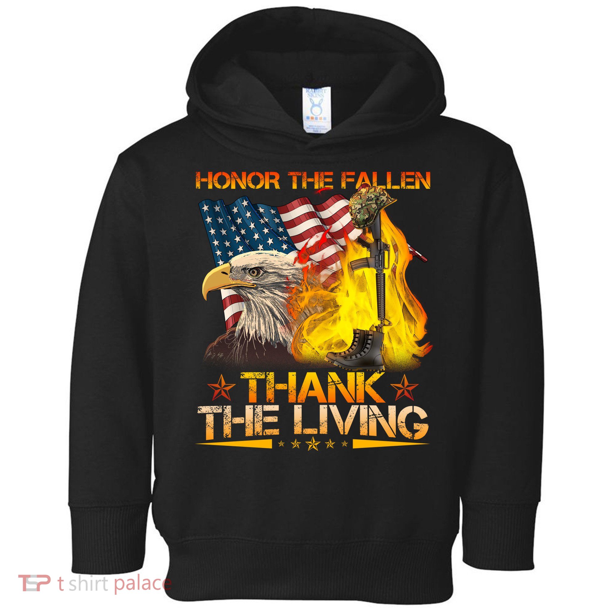 Honor The Fallen Thank The Living Memorial Day Toddler Hoodie