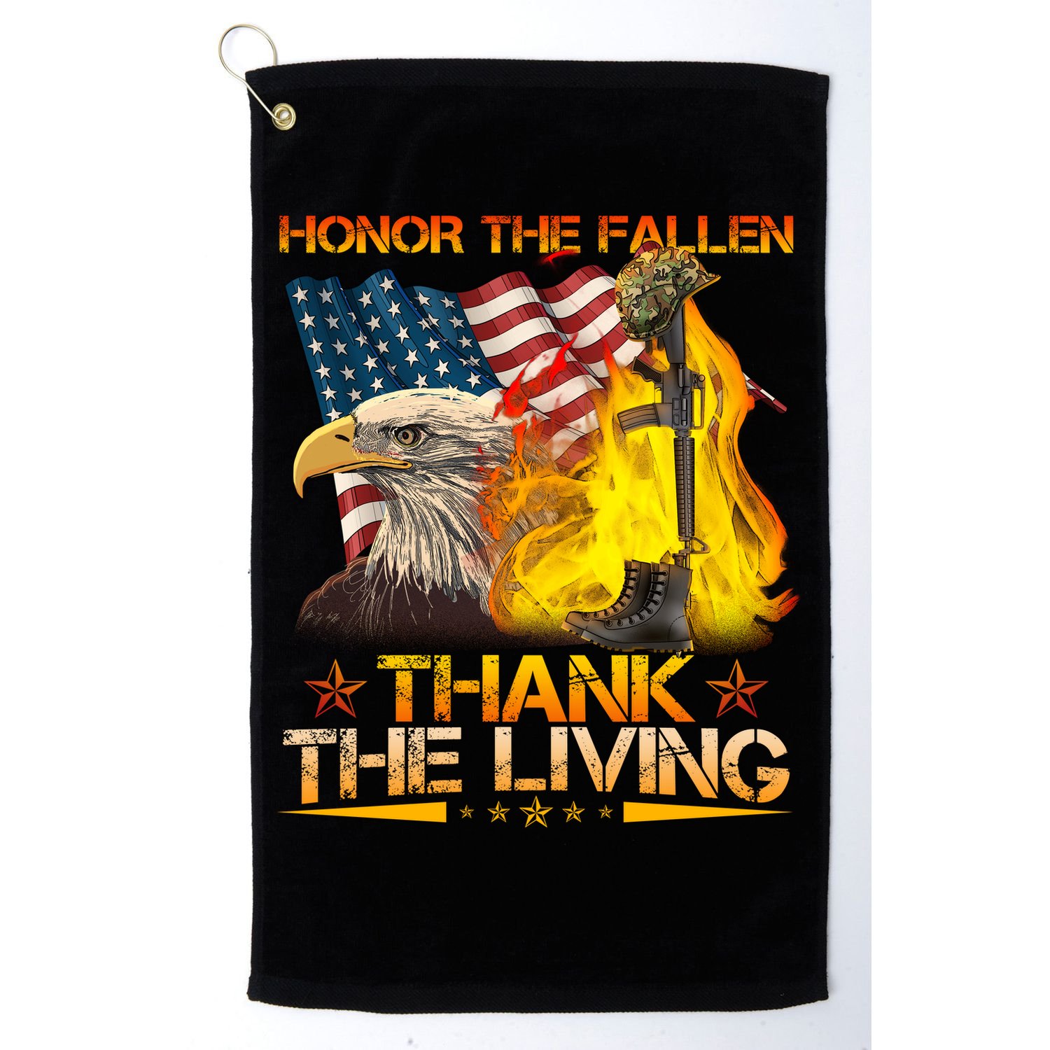 Honor The Fallen Thank The Living Memorial Day Golf Towel