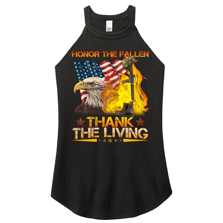 Honor The Fallen Thank The Living Memorial Day Women's Perfect Tri Rocker Tank