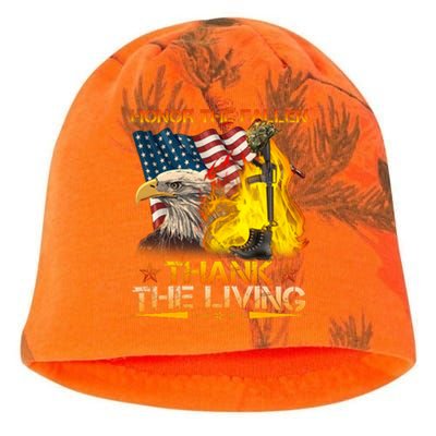 Honor The Fallen Thank The Living Memorial Day Kati - Camo Knit Beanie