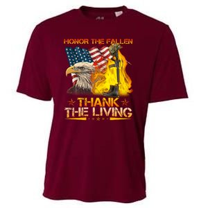 Honor The Fallen Thank The Living Memorial Day Cooling Performance Crew T-Shirt