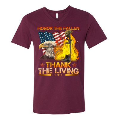 Honor The Fallen Thank The Living Memorial Day V-Neck T-Shirt