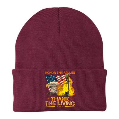 Honor The Fallen Thank The Living Memorial Day Knit Cap Winter Beanie