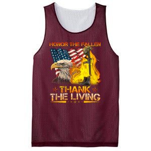 Honor The Fallen Thank The Living Memorial Day Mesh Reversible Basketball Jersey Tank