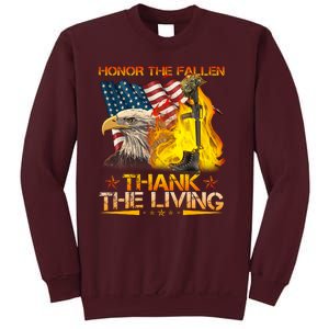 Honor The Fallen Thank The Living Memorial Day Tall Sweatshirt