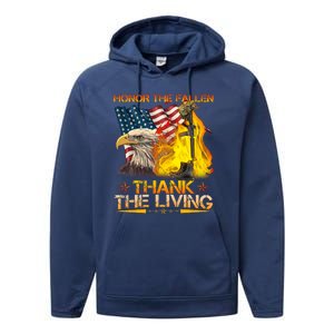 Honor The Fallen Thank The Living Memorial Day Performance Fleece Hoodie