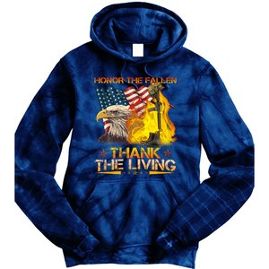 Honor The Fallen Thank The Living Memorial Day Tie Dye Hoodie