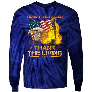 Honor The Fallen Thank The Living Memorial Day Tie-Dye Long Sleeve Shirt