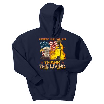 Honor The Fallen Thank The Living Memorial Day Kids Hoodie