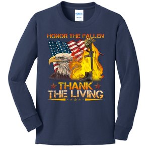 Honor The Fallen Thank The Living Memorial Day Kids Long Sleeve Shirt