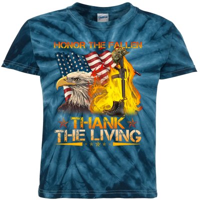 Honor The Fallen Thank The Living Memorial Day Kids Tie-Dye T-Shirt