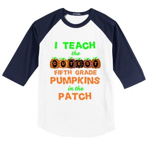 Halloween Teacher Fifth Grade Cutest Pumpkins Gift Baseball Sleeve Shirt