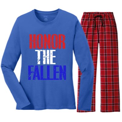 Honor The Fallen Veterans Military Gift Cool Gift Women's Long Sleeve Flannel Pajama Set 