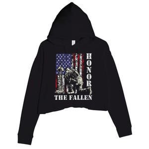 Honor The Fallen Remember Never Forget Memorial Day Us Flag Gift Crop Fleece Hoodie