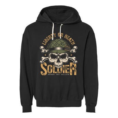Honor The Fallen Army Heroes Skull In Soldier Helmet Gift Garment-Dyed Fleece Hoodie