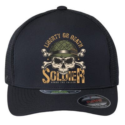 Honor The Fallen Army Heroes Skull In Soldier Helmet Gift Flexfit Unipanel Trucker Cap