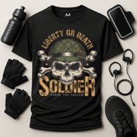 Honor The Fallen Army Heroes Skull In Soldier Helmet Gift Cooling Performance Crew T-Shirt