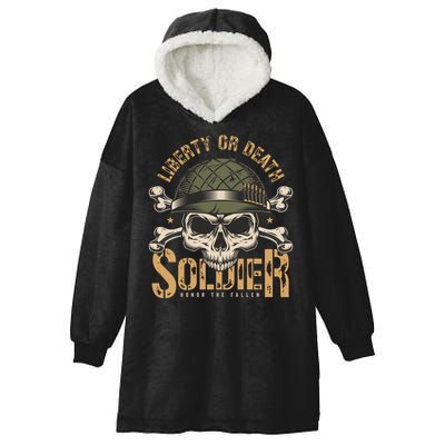 Honor The Fallen Army Heroes Skull In Soldier Helmet Gift Hooded Wearable Blanket