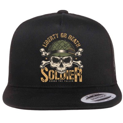 Honor The Fallen Army Heroes Skull In Soldier Helmet Gift Flatbill Hat