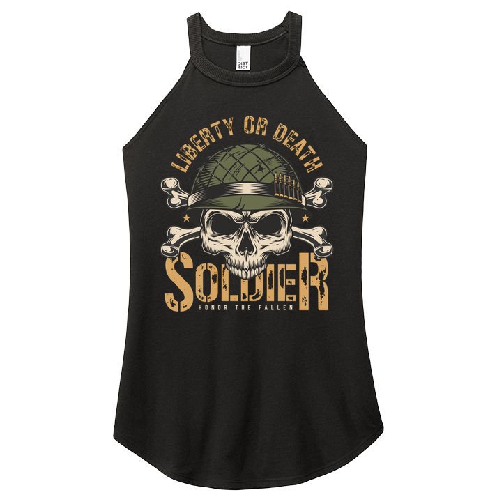Honor The Fallen Army Heroes Skull In Soldier Helmet Gift Women's Perfect Tri Rocker Tank