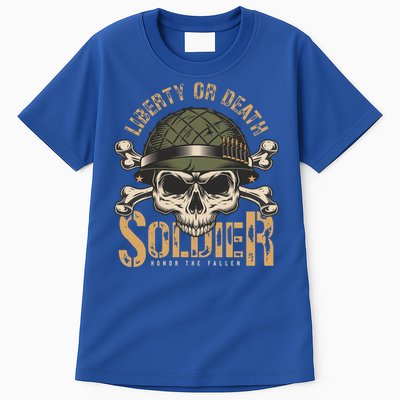 Honor The Fallen Army Heroes Skull In Soldier Helmet Gift Tall T-Shirt