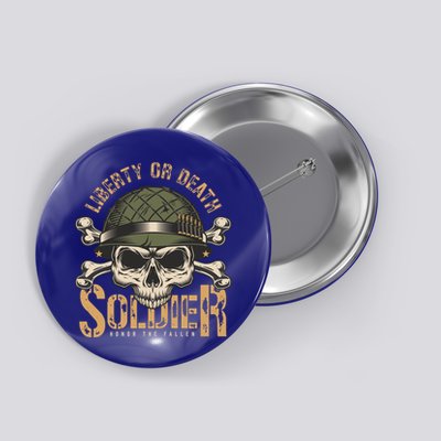 Honor The Fallen Army Heroes Skull In Soldier Helmet Gift Button