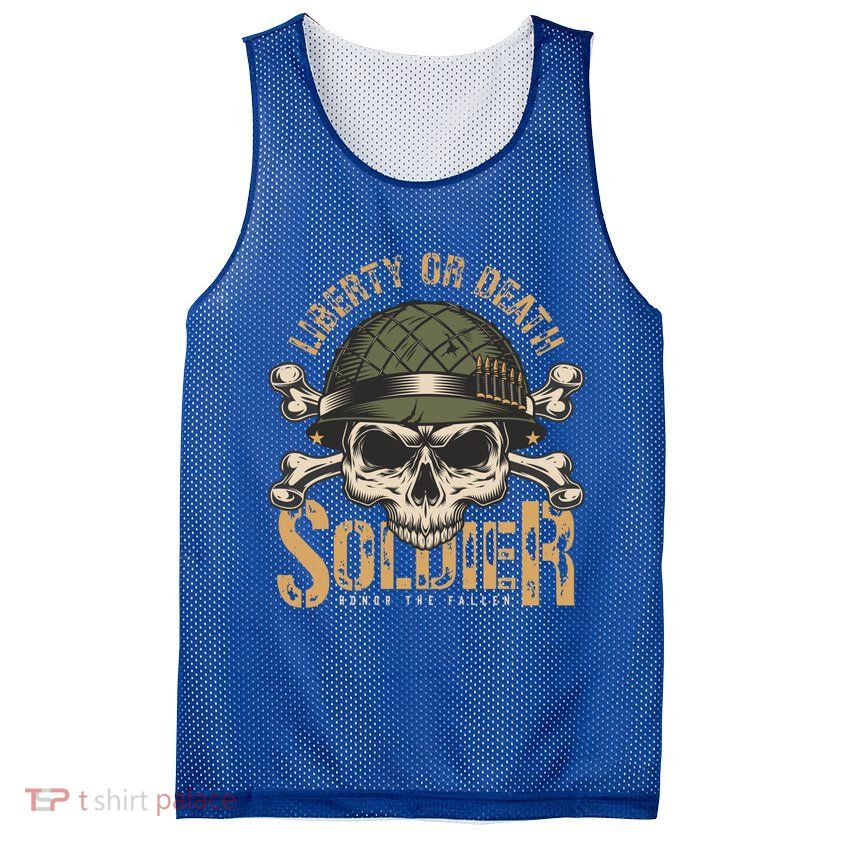 Honor The Fallen Army Heroes Skull In Soldier Helmet Gift Mesh Reversible Basketball Jersey Tank