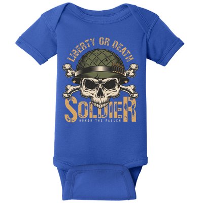 Honor The Fallen Army Heroes Skull In Soldier Helmet Gift Baby Bodysuit