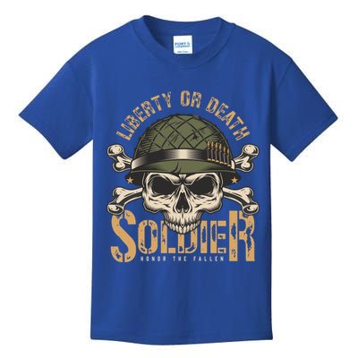 Honor The Fallen Army Heroes Skull In Soldier Helmet Gift Kids T-Shirt