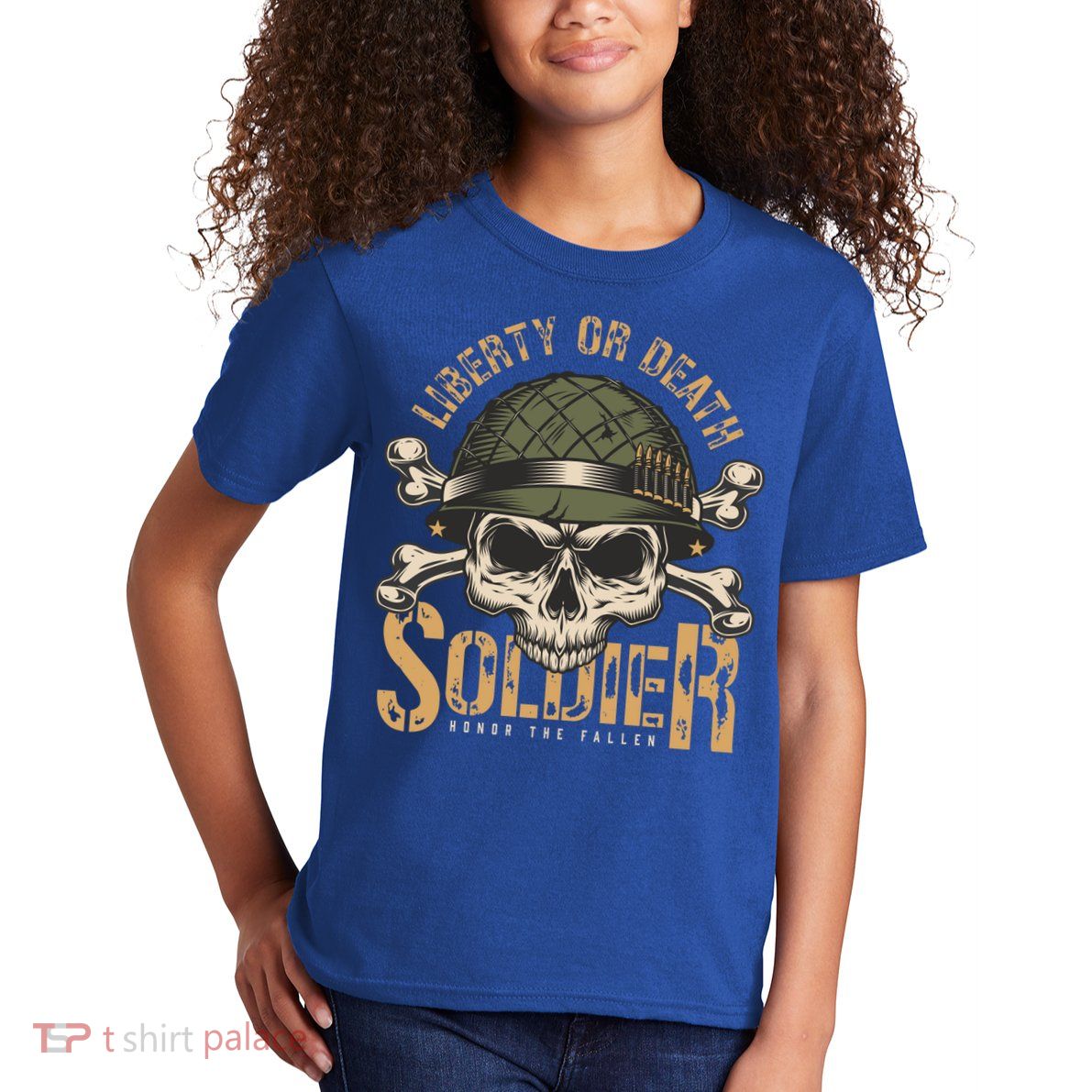 Honor The Fallen Army Heroes Skull In Soldier Helmet Gift Kids T-Shirt