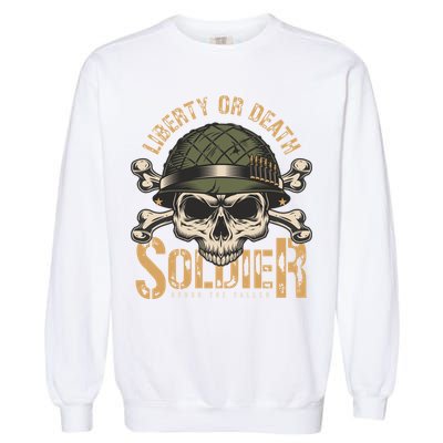 Honor The Fallen Army Heroes Skull In Soldier Helmet Gift Garment-Dyed Sweatshirt