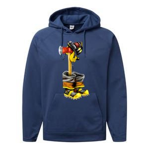 Honor The Fallen Firefighter Gift Performance Fleece Hoodie