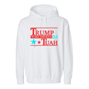 Hawk Tuah Funny Viral Humor Meme Video 24 Trump Tua Garment-Dyed Fleece Hoodie