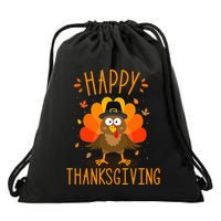 Happy thanksgiving for turkey day family dinner Drawstring Bag