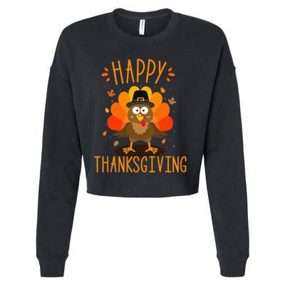 Happy thanksgiving for turkey day family dinner Cropped Pullover Crew