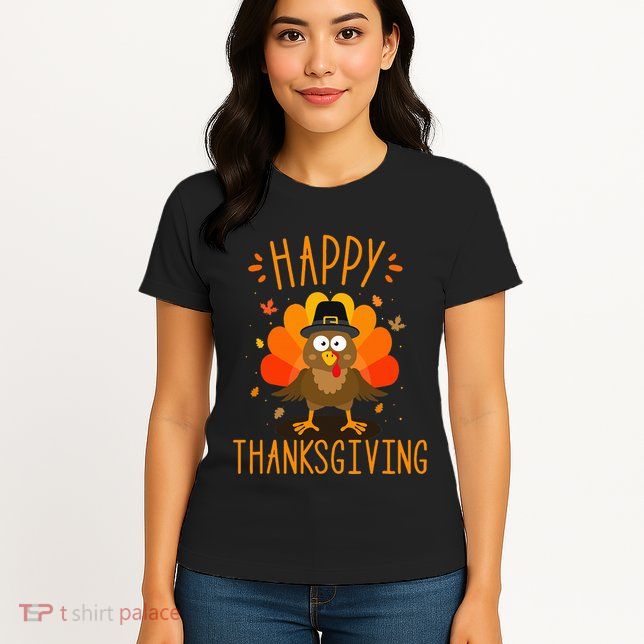Happy thanksgiving for turkey day family dinner Womens T-Shirt