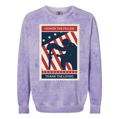 Honor The Fallen Thank The Living Vet Soldier Memorial Day Gift Colorblast Crewneck Sweatshirt