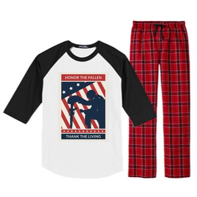 Honor The Fallen Thank The Living Vet Soldier Memorial Day Gift Raglan Sleeve Pajama Set