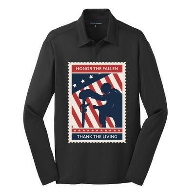 Honor The Fallen Thank The Living Vet Soldier Memorial Day Gift Silk Touch Performance Long Sleeve Polo