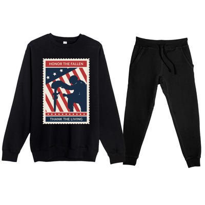 Honor The Fallen Thank The Living Vet Soldier Memorial Day Gift Premium Crewneck Sweatsuit Set