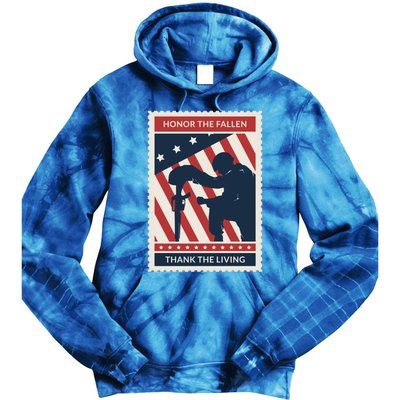 Honor The Fallen Thank The Living Vet Soldier Memorial Day Gift Tie Dye Hoodie